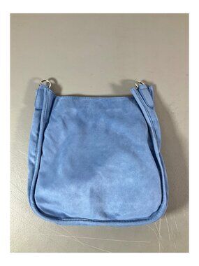 ADORNED Cornflower Blue Faux-Suede Messenger Bag with Multi-Strap & Clip-On Pouc